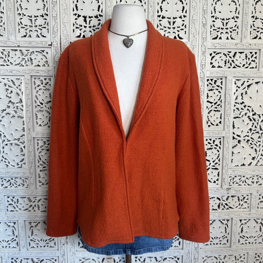 Vtg Kasper 100%‎ Wool Burnt Orange Blazer Jacket Sz Medium